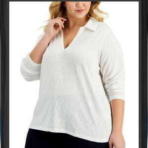 Karen Scott Polo Style Long Sleeve Top sz 2x